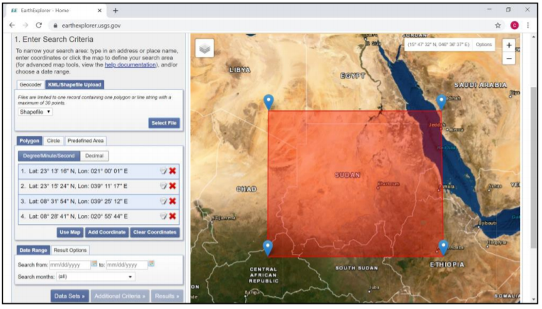 Figure A1: Earth-Explorer interface for data download