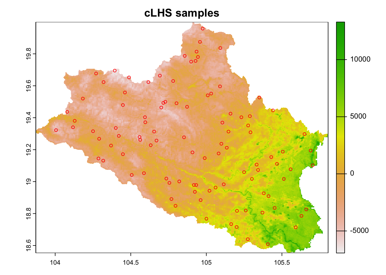 Distribution of cLHS sampling points in the study area