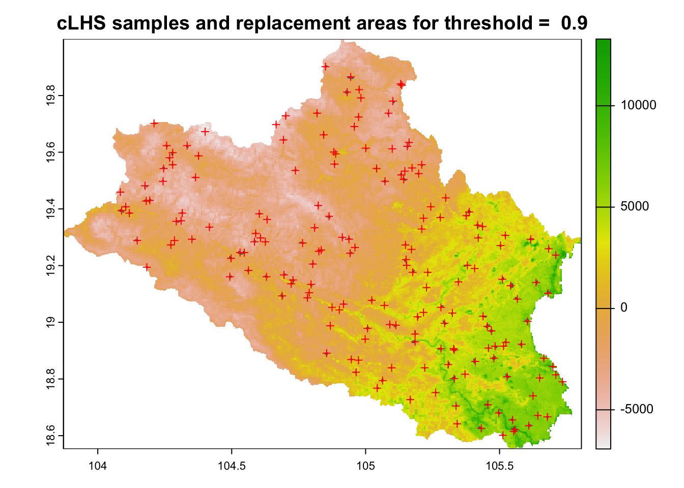 Distribution of cLHS sampling points in the study area